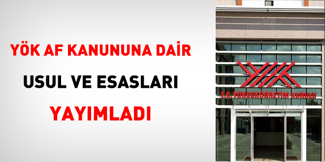 Y�K Af Kanununa Dair Usul ve Esaslar� Yay�mlad�