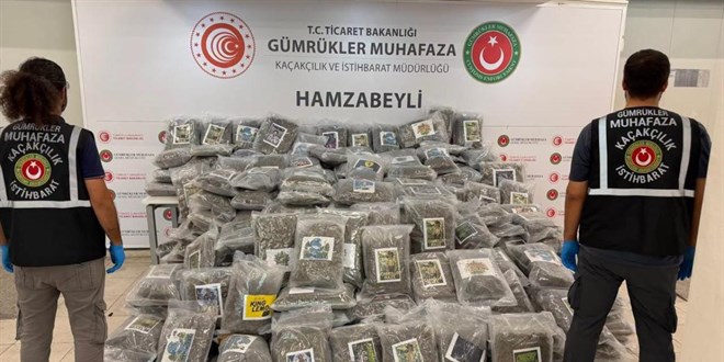 Hamzabeyli S�n�r Kap�s�'nda 287 kilo esrar ele ge�irildi