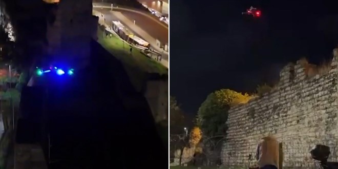 Fatih'te sur dibinde alkol i�enlere polis dronuyla m�dahale - Son Dakika Haber