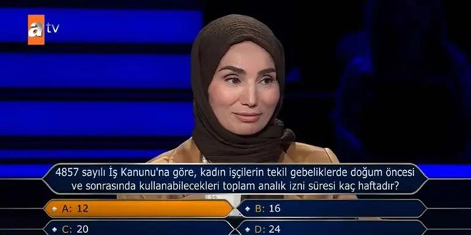 "Kim Milyoner Olmak �ster?"de do�um izni sorusu g�ndem oldu - Son Dakika Haber