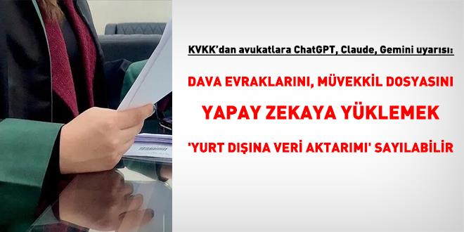 Avukatlara ChatGPT, Claude uyar�s�: Dava dosyas�n� yapay zekaya y�klemek 'yurt d���na veri aktar�m�' say�labilir