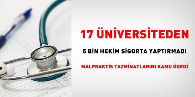 17 �niversiteden 5 bin hekim sigorta yapt�rmad�, malpraktis tazminatlar�n� kamu �dedi