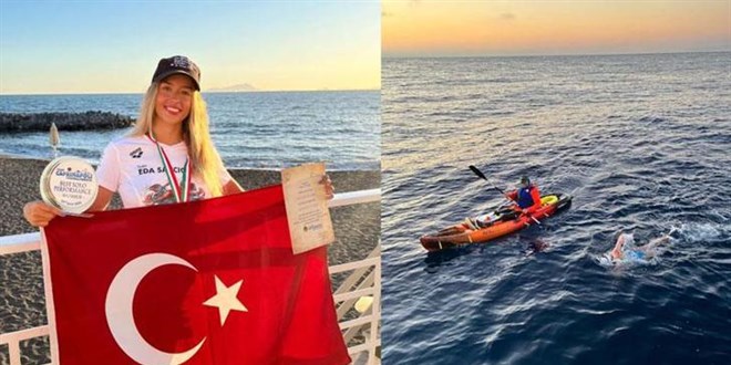 Milli y�z�c� Eda Savc�gil, Catalina Kanal�'n� �ifte rekorla ge�ti - Son Dakika Haber