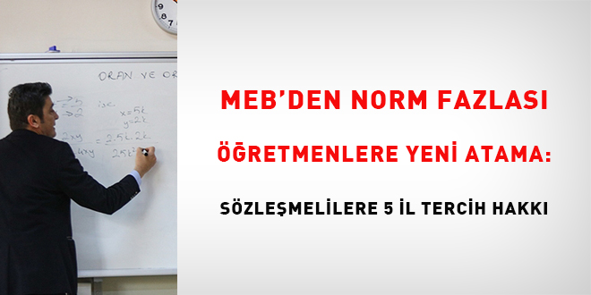 MEB'den norm fazlas� ��retmenlere yeni atama: S�zle�melilere 5 il tercih hakk� - Son Dakika Haber
