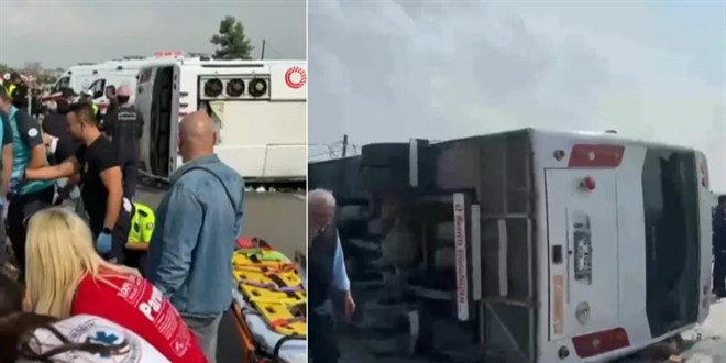 Antalya'da midib�s devrildi: 1'i a��r 17 ki�i yaraland� - Son Dakika Haber