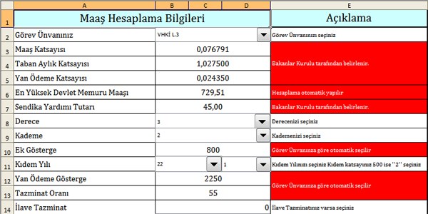 MEB personeli için maaş hesaplama programı (A. Yaşar)