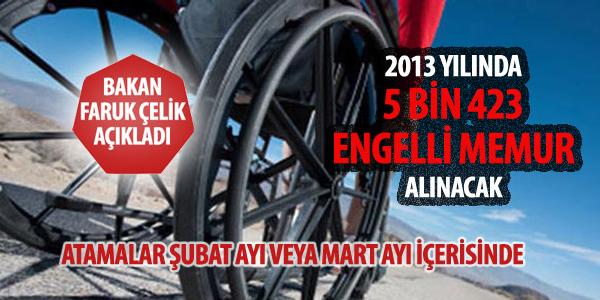 Çelik: 2013 yılında 5 bin 423 engelli memur alınacak