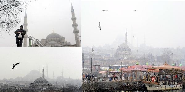 İstanbul'da karla gelen kartpostal gibi manzaralar