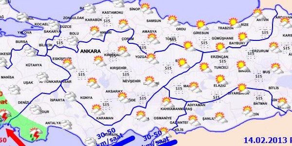 5 günlük haritalı hava tahmini