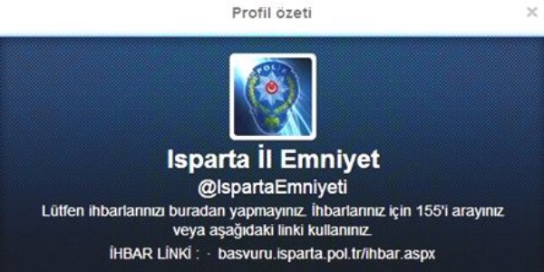 Isparta Emniyeti Twitter'da