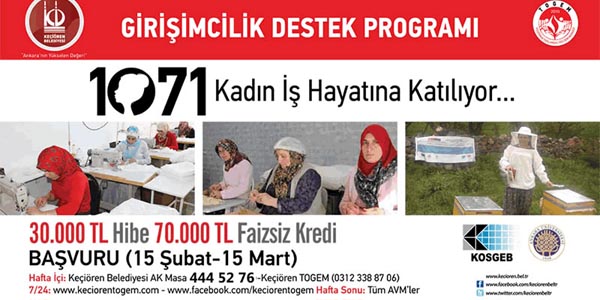 Bin 71 kadının kendi işini kurma hayali gerçek olacak