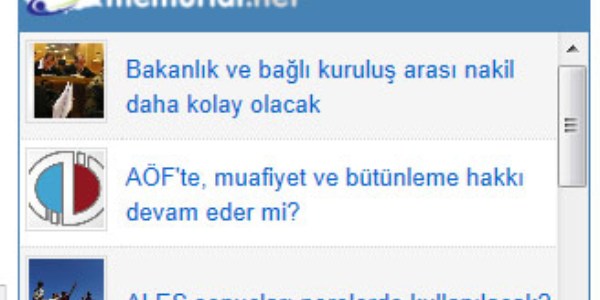 Memurlar.net haberlerini, sitenize ekleyin