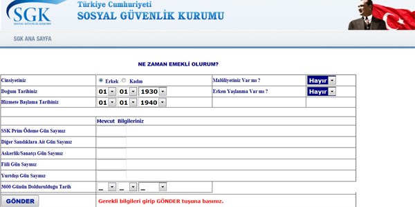 Ne zaman emekli olacağınızı öğrenmek istermisiniz?
