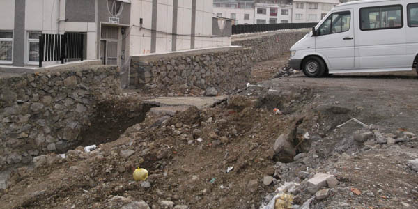 Yol çalışması sırasında ortaya çıkan ilginç görüntü
