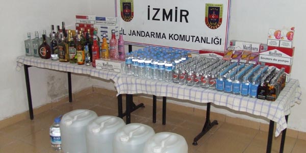 İzmir'de jandarmadan kaçak içki operasyonu
