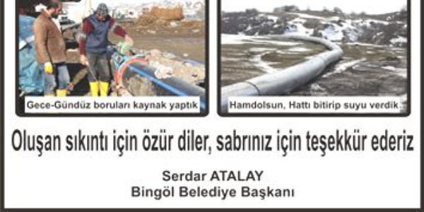 Belediyeden, gazete ilanı ile su özrü