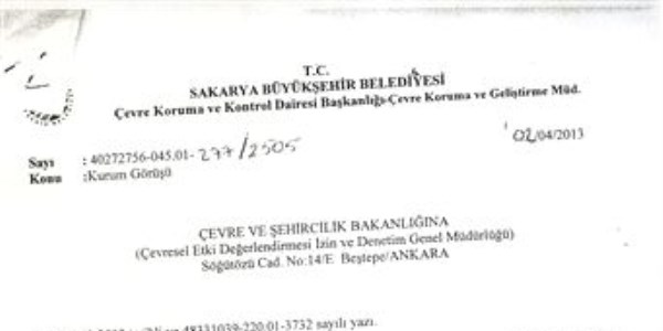 Büyükşehir'den bakanlığa olumsuz görüş