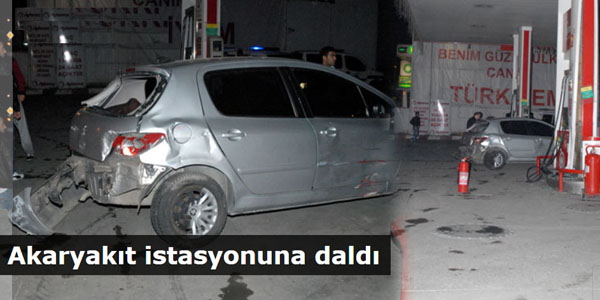 Freni patlayan otomobil, akaryak�t istasyonuna dald�