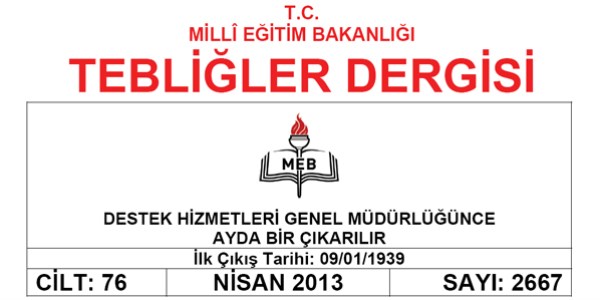 MEB, Nisan 2013 Tebliler Dergisi yaymland