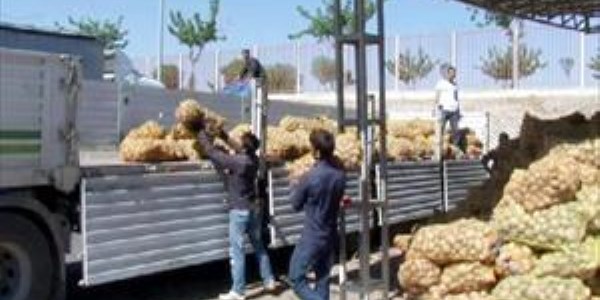 Şanlıurfa'dan Suriye'ye 5 tır patates