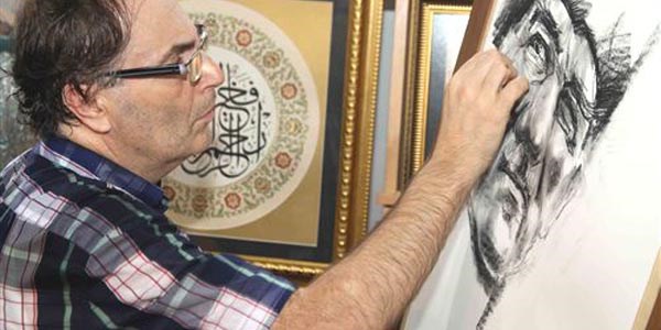 Engelli ressamdan s�ra d��� Atat�rk portresi