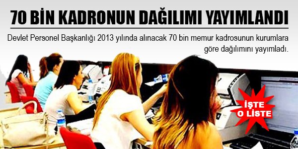 70 bin kadronun dağılımı yayımlandı