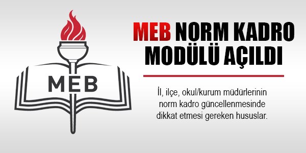 Norm kadro modülü açıldı