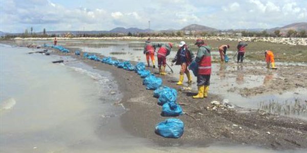 Van Gölü kıyısında 1 saatte 3 ton çöp toplandı
