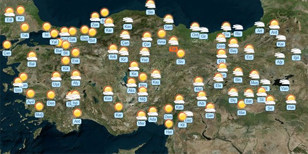 5 günlük haritalı hava tahmini