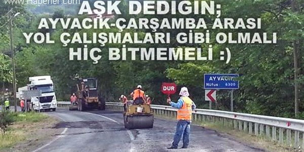 Ayvacık yolu mizah konusu oldu