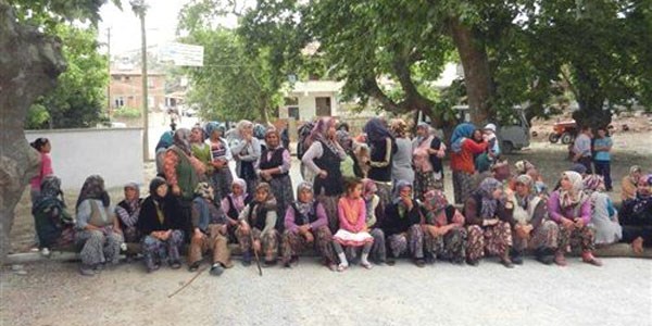 Köy kadınları yol kapattı