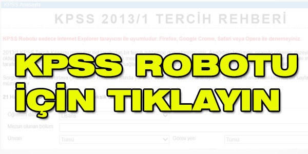 2013/1 KPSS Robotu yayında