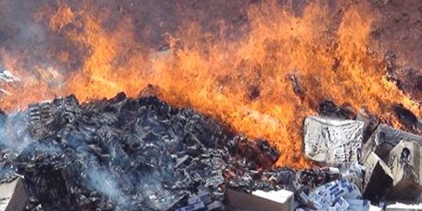 Sivas'ta 270 bin paket kaçak sigara imha edildi