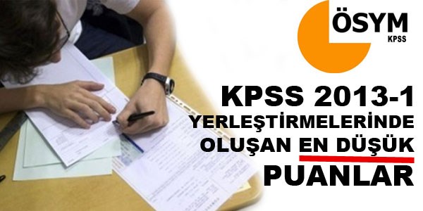 KPSS 2013-1 oluşan en düşük puanlar