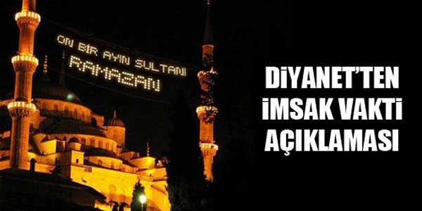 Diyanet'ten imsak vakti açıklaması