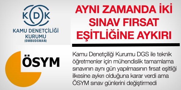 Aynı günde iki sınav fırsat eşitliğine aykırı
