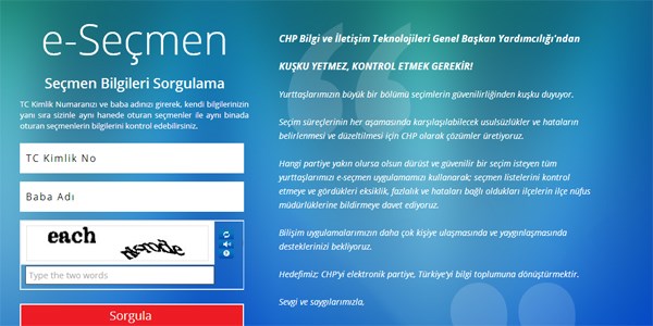 CHP'den 'e-seçmen' hizmeti