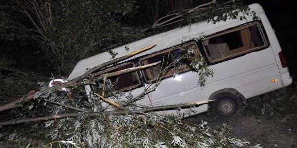 İşçi taşıyan minibüs ağaca çarptı: 2 ölü, 12 yaralı