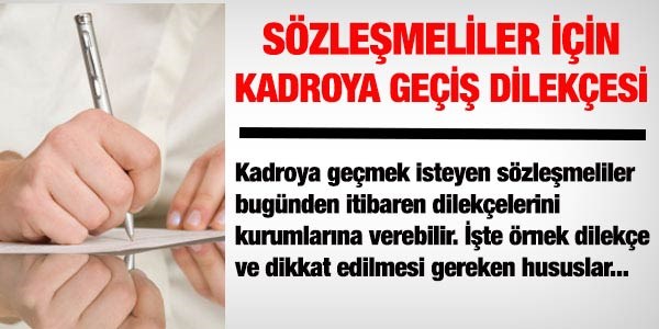 Kadroya geçmek isteyen sözleşmeliler için örnek dilekçe