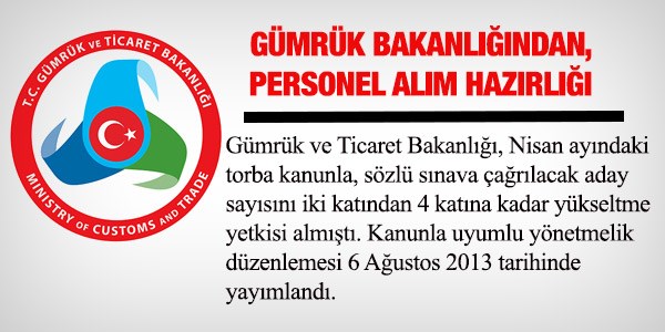 Gümrük'ten personel alım hazırlığı