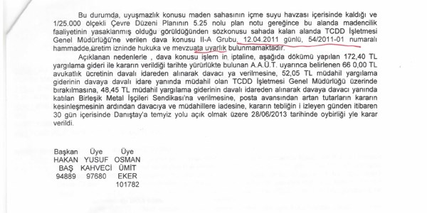 Mahkeme Yanık Halkını haklı buldu