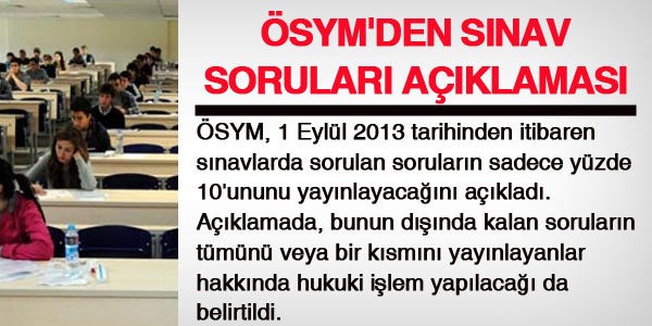 ÖSYM'den sınav sorularının yayınlanmasıyla ilgili açıklama
