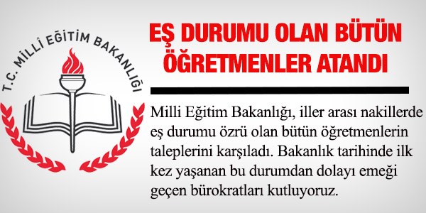 MEB, eş durumu özür sorununu çözdü