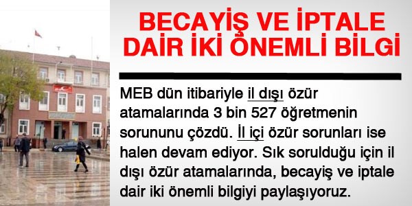 MEB il dışı özür atamalarının değerlendirmesi