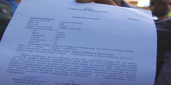 Hatay'da ölen gencin ölüm sebebi "genel beden travması"