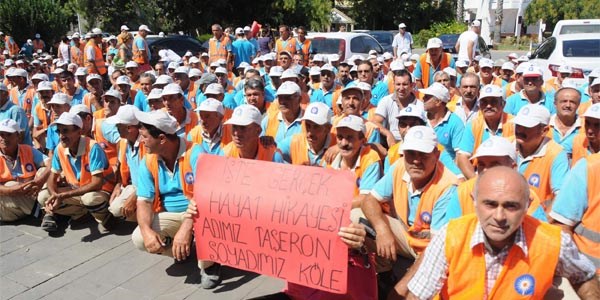 Ta�eron i��iler eylemde