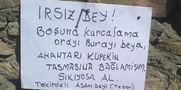 Trakyalıdan hırsıza ilginç not