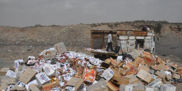 1 milyon 272 bin paket kaçak sigara yakıldı