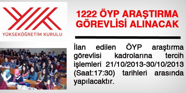1222 ÖYP araştırma görevlisi alınacak