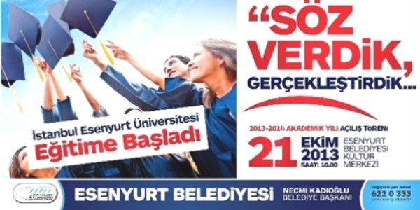 �stanbul Esenyurt �niversitesi a��l�yor